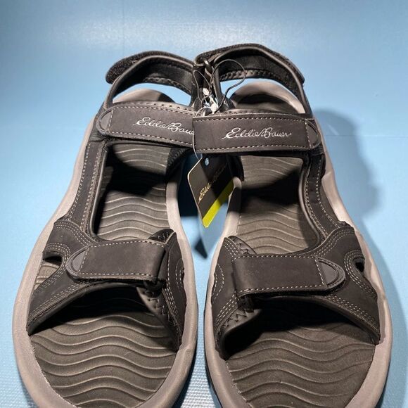 Mens EDDIE BAUER Atlas 2 Strap Adjustable Slingback Sandals 180362 BLack 12M - Picture 3 of 5